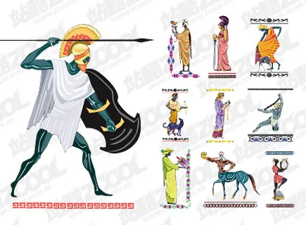 古代的国家神化人物矢量素材