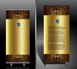 金色高档x展架易拉宝PSD模板下载