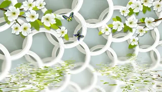 3D梨花绽放电视背景墙