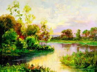 美术 油画 动物画 马 奔马 山野...