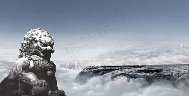 威武石狮意境中国风PSD素材