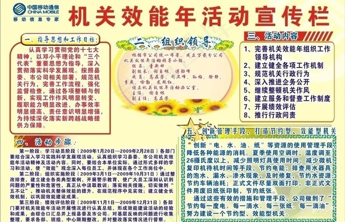 万载移动公司机关效能年活动宣传栏图...cdr矢量模版下载
