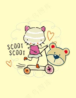 小熊卡通动物图案