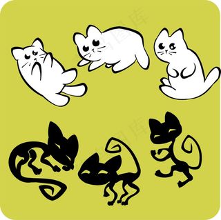 手绘卡通可爱猫咪矢量素材