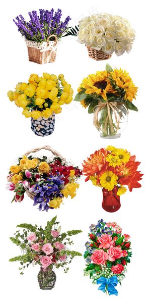 唯美清新花篮鲜花淘宝促销素材