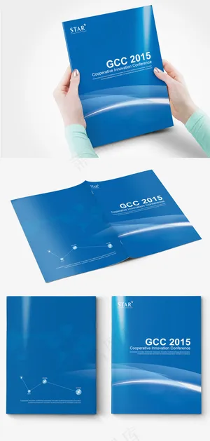 蓝色大气沉稳画册封面设计模板