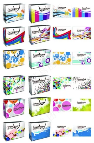 潮流图案购物袋和卡片矢量素材