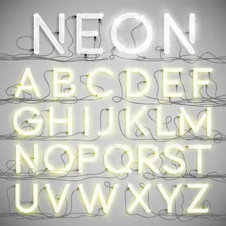白色霓虹灯字母设计矢量素材
