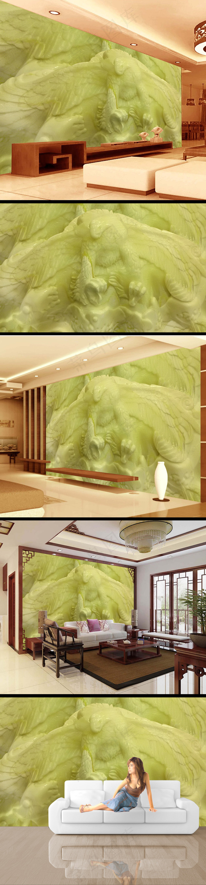 大鹏展翅老鹰高清玉雕电视墙(9071X5669(DPI:72))psd模版下载