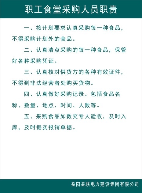 职工食堂采购人员职责cdr矢量模版下载