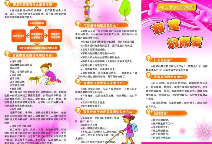 盲童的康复知识宣传彩页图片psd模版下载