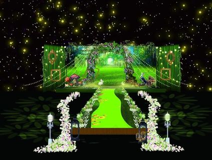 森系绿色森林婚礼背景