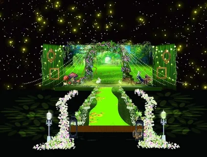 森系绿色森林婚礼背景