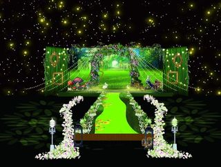 森系绿色森林婚礼背景