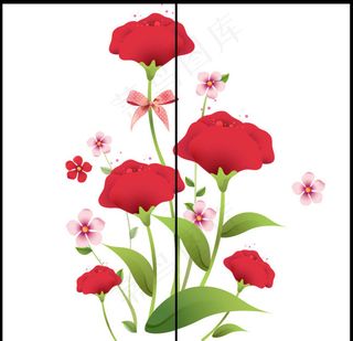 卡通花朵移门素材下载