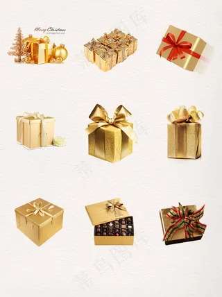 金色大气巧克力彩带礼物礼盒