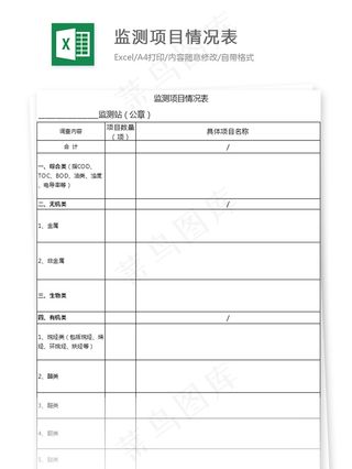 监测项目情况表