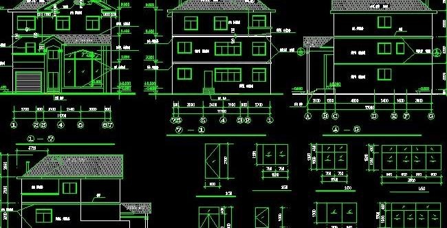 多套带车库及露台别墅建筑设计施工图