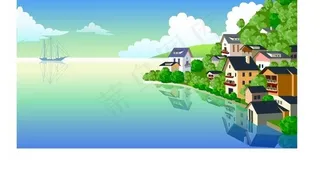 韩国春天风景矢量图06