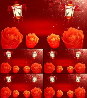 红灯笼红花喜庆热闹开场视频背景