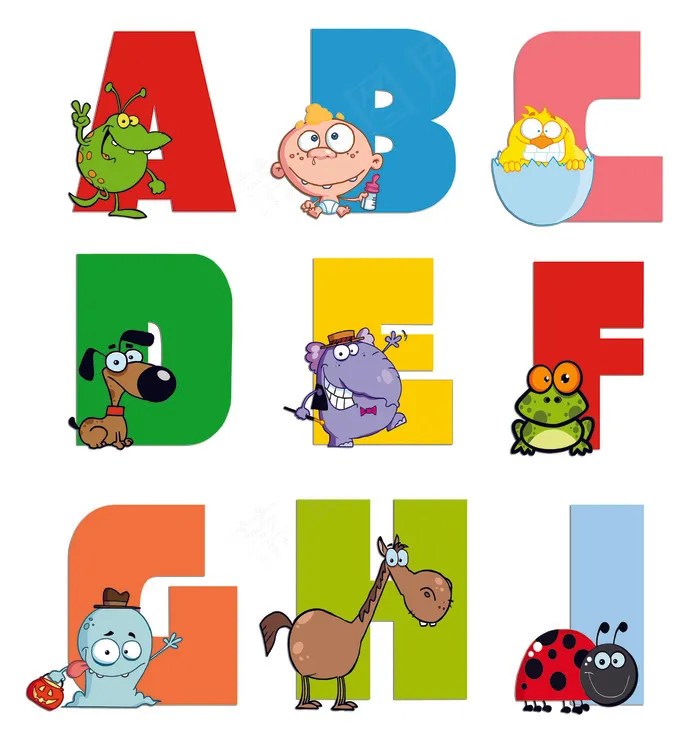 有趣的儿童字母矢量集03eps,ai矢量模版下载