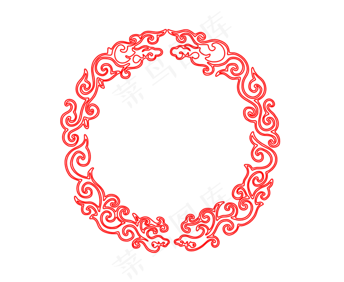 红色元素圆形边框素材png(1920X4927(DPI:300))psd模版下载