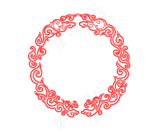 红色元素圆形边框素材png