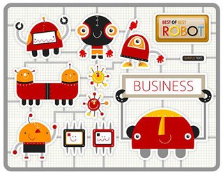 多种机器人卡通创意设计矢量素材V3下载,插画