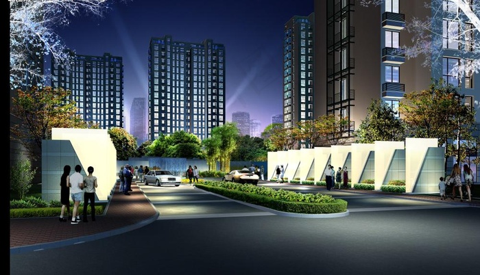 住宅小区效果图图片(4000X2528(DPI:72))psd模版下载