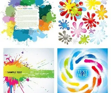 彩色墨迹矢量素材