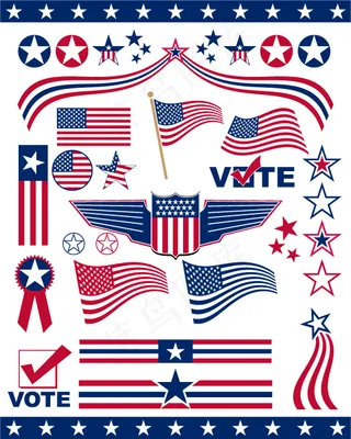 美国国旗标志元素矢量EPS