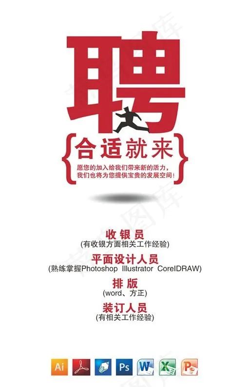 图文店招聘海报图片ai矢量模版下载