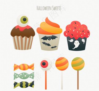 矢量万圣节什锦松饼