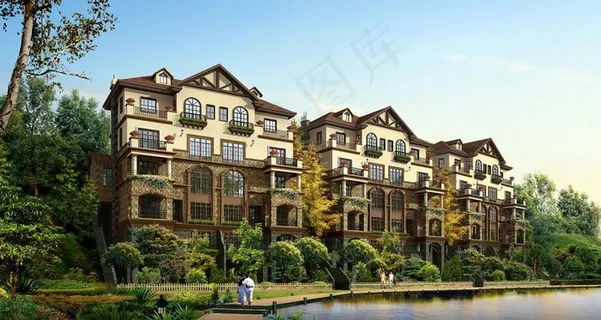 欧式联排别墅效果图图片