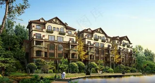欧式联排别墅效果图图片