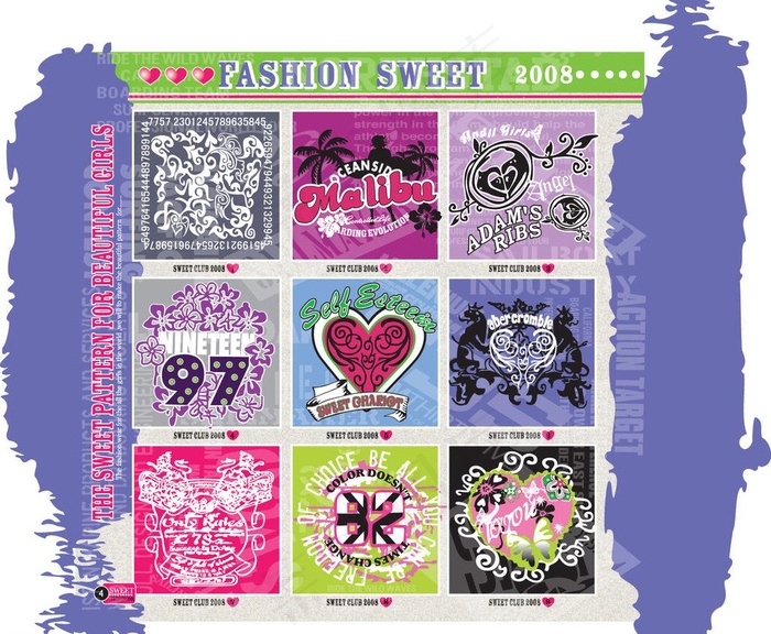 t恤印刷图 心形矢量图片