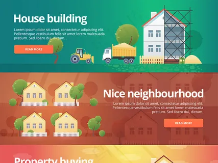 扁平化房屋销售banner插画矢量...