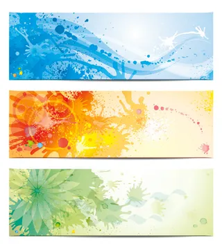 多彩花纹banner矢量素材