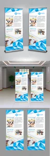 蓝色多边体简约创意企业简介易拉宝X...