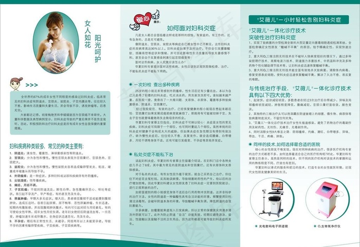 妇科 妇科炎症 妇科三折页 医疗折...cdr矢量模版下载