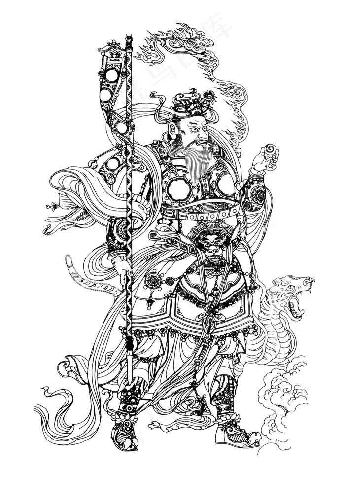 白描神仙佛像 国画_0041