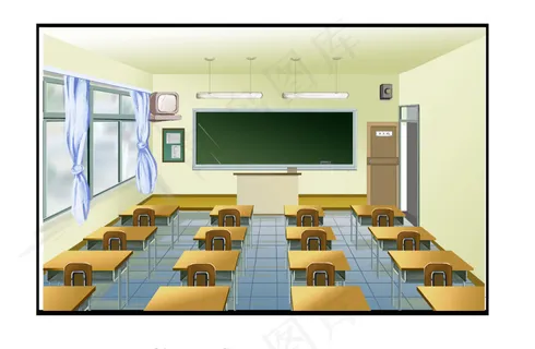 学校教室原画背景分层psd文件