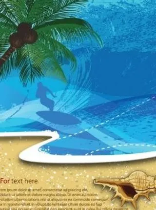 夏天的海滩背景05矢量