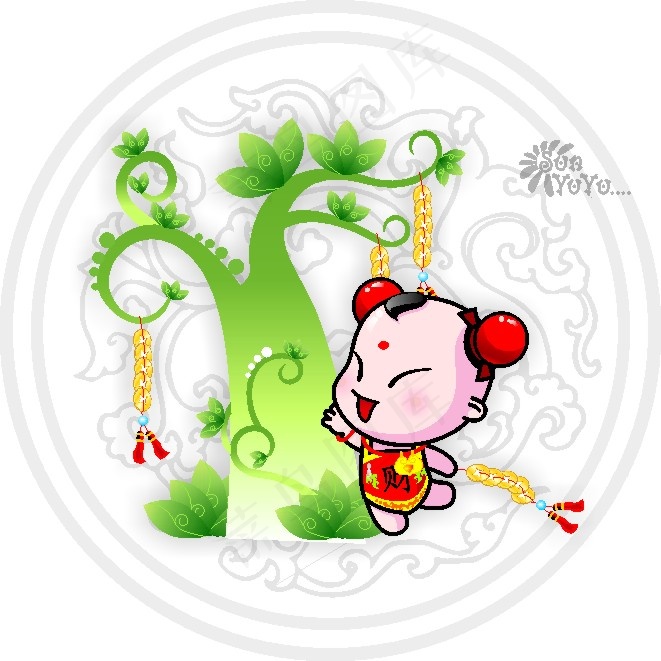 招财童子 卡通形象 矢量CDR_0...