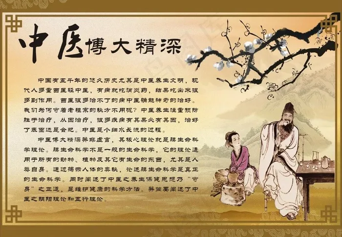 中医文化挂画 墙画图片cdr矢量模版下载
