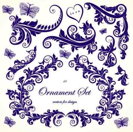 精美蓝色复古花纹