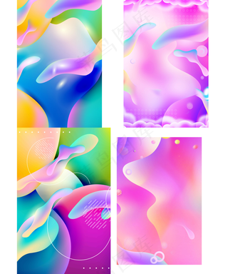 唯美彩色微立体海报背景元素