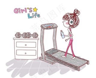 边跑步边听音乐的女孩图片