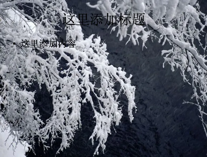 雪中树木风景PPT模板范文