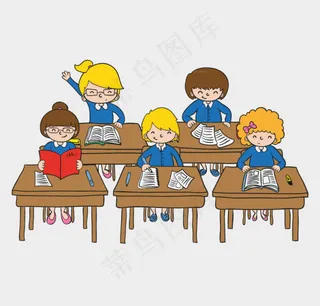卡通课堂背景矢量素材